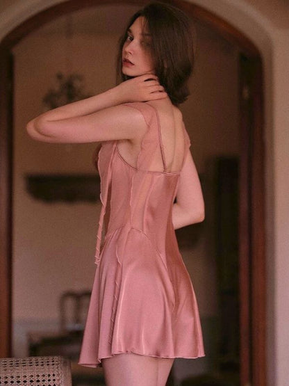 pink sleepwear with cowl neck