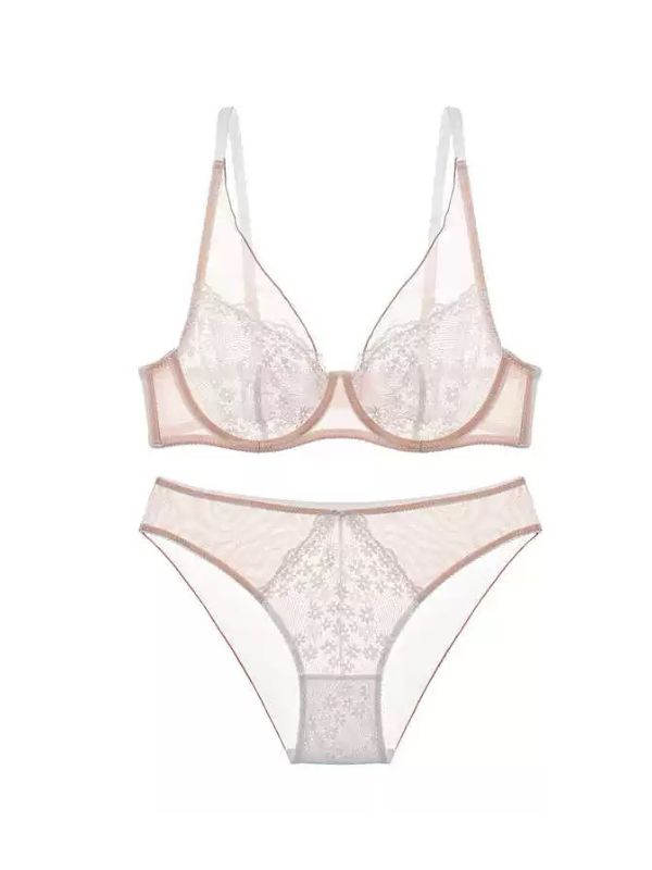 nude colour mesh lace bra and panty