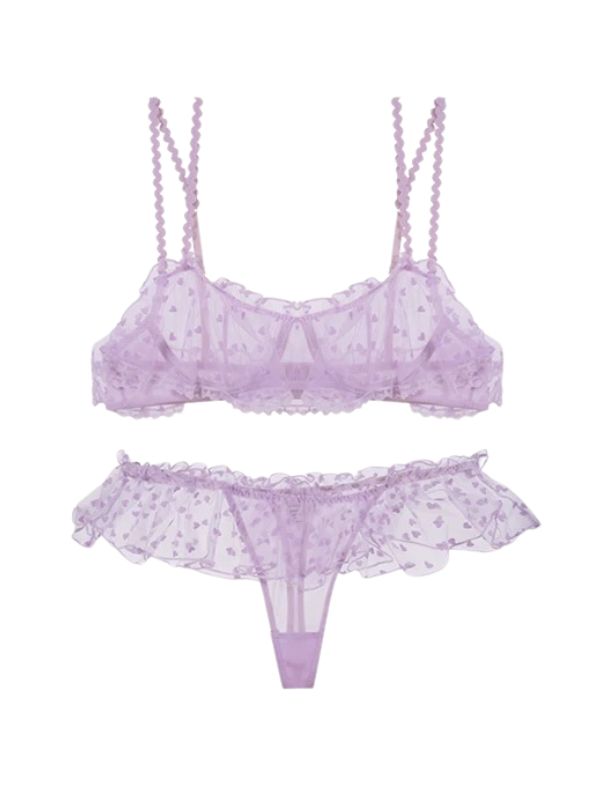 lilac color mesh bra see through