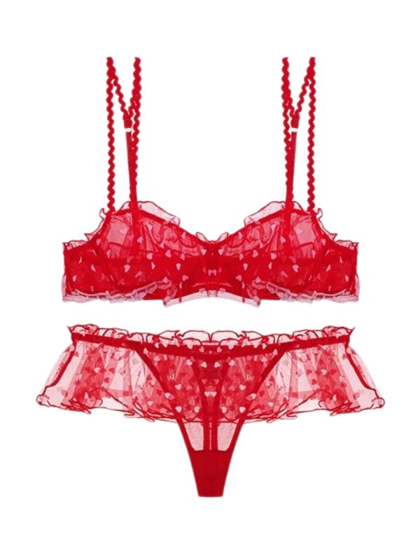 red color mesh bra see through