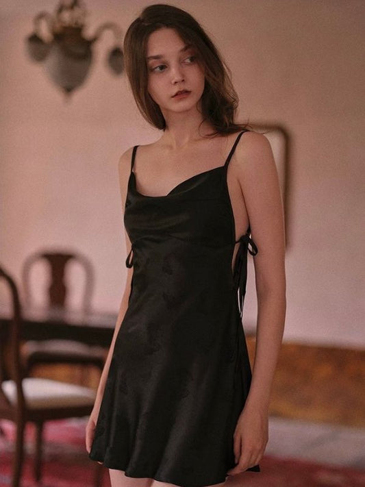 cowl neckline sleepdress in black