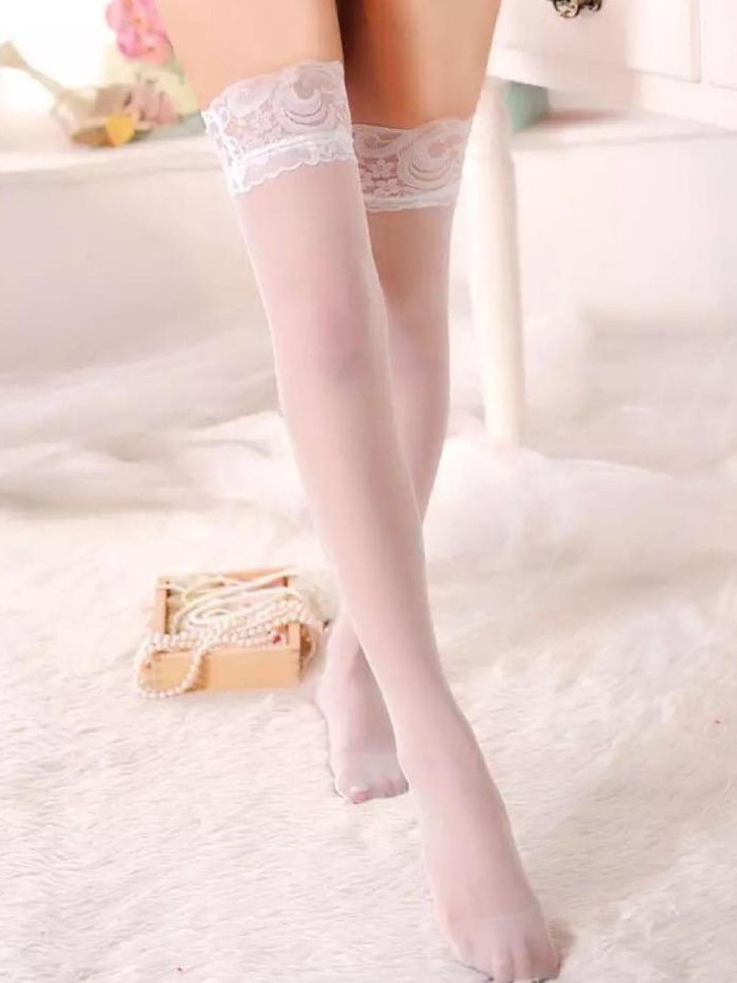sexy white lingerie stocking