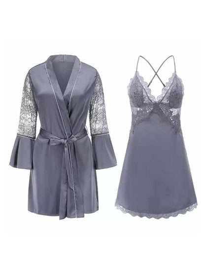 lingerie with robe in blue colour